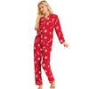 Holiday Pajamas Women's Lapel Cardigan Long Sleeve Pants Suit Women's
