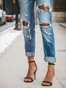 2025 New Women's Denim Pants, Ripped Jeans, Low Rise Jeans