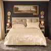 Luxurious Satin Microfiber Bedding Set Double-sided Jacquard Pattern, Italian Style Gold Ultra-shine Quilt Cover Three-piece Set, Super Soft King-size Quilt Cover With Pillowcase, Machine Washable, OK