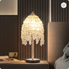 19  Elegant Crystal Table Lamp   Vintage Waterfall Design With Teardrop Grape Crystal Bead String Shades And Marble Textured Base For Living Room, Bedroom, Or Office  Bulb Not Included
