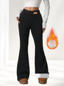 Winter High Waist Stretch Fleece Bell-bottom Pants Slimming Hip Raise
