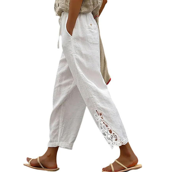 Women’s Casual Lightweight Pants with Drawstring & Pockets – Elastic Waist Comfort