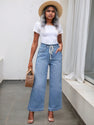 2025 New Women's Wide Leg Jeans Elastic High Waist Elastic Waist Bellbottom Pants Loose Y2K Pants