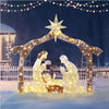 6ft Brown Roof 190LED Lights Nativity Scene Garden Jesus Decoration