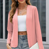 Plus Size Women's Collarless Blazer Jacket – Long Sleeve, Solid Color, Stylish & Minimalist Outerwear for Spring & Fall