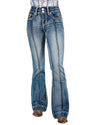 Women's Vintage High Waist Flare Jeans, Retro Paneled Bootcut Denim With Double Button Closure, Flattering Wide Leg Pants