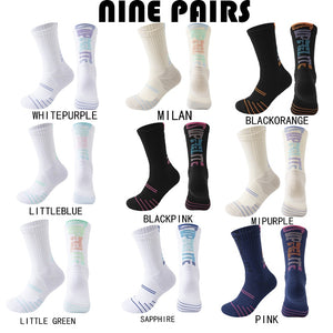 9 Pairs Men's Compression Crew Athletic Socks | Cushioned, Anti-Odor & Anti-Slip | Ideal for Running, Hiking, Workouts, Basketball, and Cycling