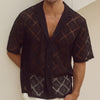 Men’s Breathable Hollow-Out Lapel Shirt – Casual Short Sleeve Summer Fashion