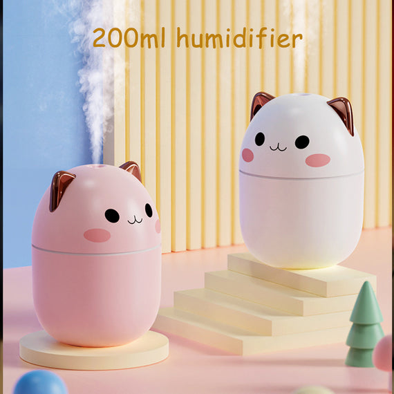 Adorable Cat Air Humidifier | Ultra-Quiet USB Mist Purifier for Home, Office, Bedroom & Car | LED Cool Mist Aromatherapy