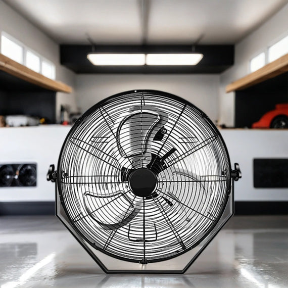 18" Black Industrial Wall Fan – High-Velocity 3-Speed Metal Ventilation for Indoor & Outdoor Commercial Use