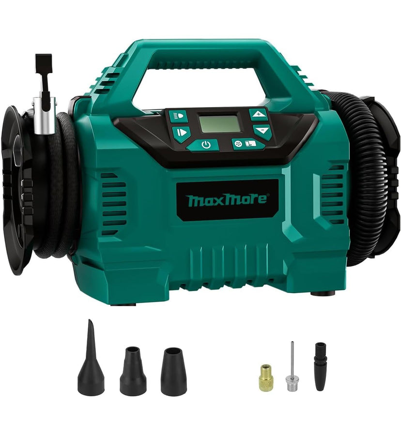 Cordless Tire Inflator Compatible With Makita 18V Battery, 160 PSI Portable High Pressure Air Compressor With 1 X 18V 2.0Ah Battery And Fast Charging Charger, Digital Meter, Auto Shut-Off, LED Light