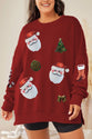 Women's Christmas Sequined Top Loose Casual Long Sleeves Sweater