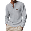 Waffle-Knit Quick-Dry Henley Raglan Long Sleeve Shirt with Buckle Detail