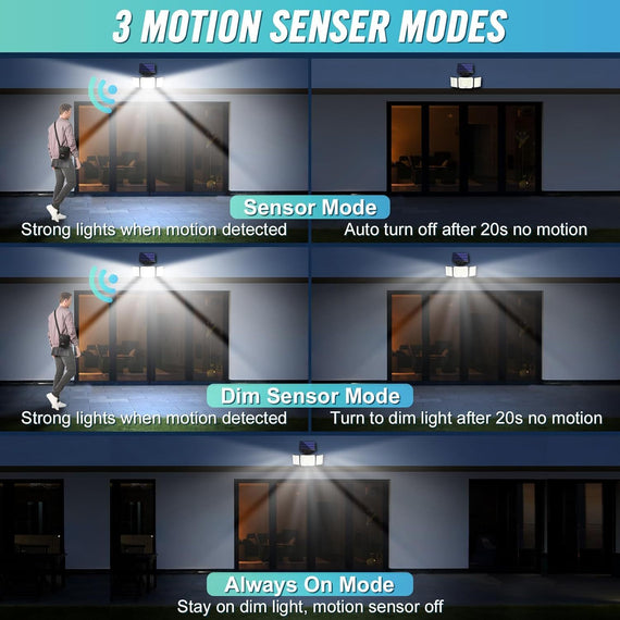 348LED Solar Street Light | Waterproof Outdoor Lighting with 3-Way Adjustable Panels & Remote Control"