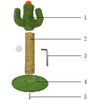 Cactus Shaped Cat Climbing Tree 2 In 1 - Solid Wooden Base - Natural Sisal Scratching Post With Suspended Ball Toys Indoor Cat Multi-Level Activity Center, Climbing, Claw Sharpening & Play All-in-One