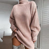 Women's Solid Turtleneck Long Sweater Dress – Winter Warm Knitwear
