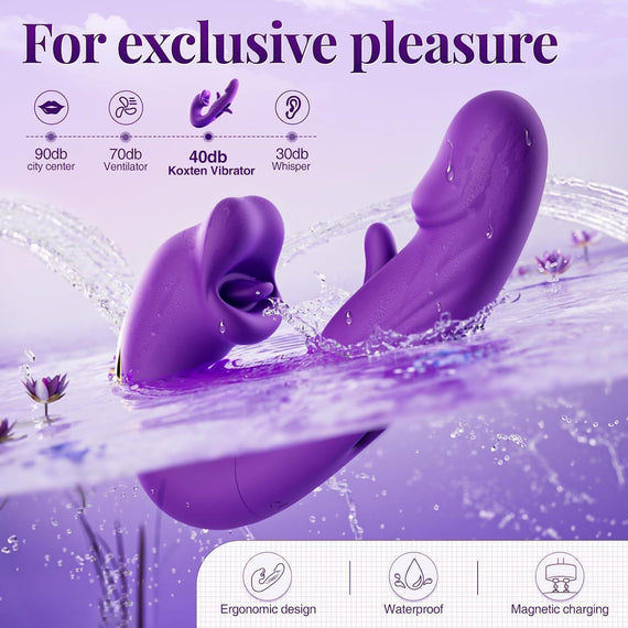 Clapping And Licking Tongue Vibrator Hollow Three-in-one G-spot Button Simulation Penis Vibration