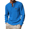 Waffle-Knit Quick-Dry Henley Raglan Long Sleeve Shirt with Buckle Detail