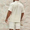 Men's Summer Tracksuit Set | Casual Solid Color Two-Piece Outfit with Lapel Button Shirt & Shorts – Perfect for Beach, Holiday & Everyday Wear