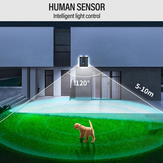 Modern Solar Motion Sensor Wall Sconce | Waterproof LED Dusk-to-Dawn Outdoor Light, Wireless Black Lamp for Porch, Patio, Garage & Home