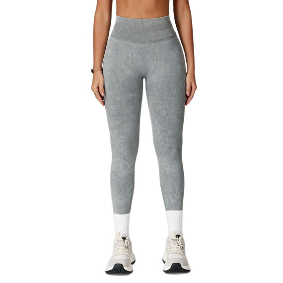Seamless Stone Washed Yoga Pants High Waist Hip Lift Tight Trousers