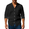 Men's Casual Long Sleeve Stand Collar Shirt with Pockets
