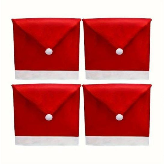 Christmas Chair Covers, Santa Claus Hat Slipcover Xmas Chair Back Cover For Christmas Din