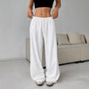 Trousers Elastic Waistband Lace-up Wide-leg Casual Pants