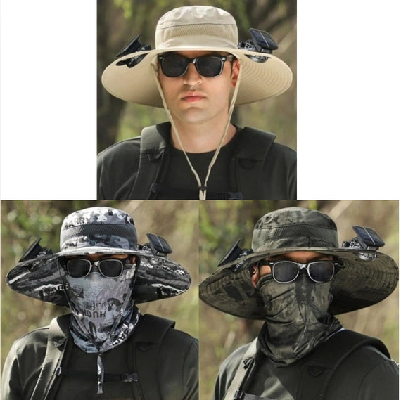 2025 3pcs New Solar Fan Outdoor Fishing Cap - Solar Sunscreen Sun Cap With Fan Solar Fan Cap Dual Power Fan Outdoor Fan Solar Outdoor Fishing Cap
