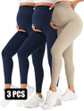 3 Pack Maternity High-Waisted Seamless Yoga Pants For Women - Tummy Support Fitness Leggings