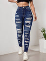 2025 Women's Ripped Tight Cropped Pants, New High Stretch Jeans, Fashionable And Versatile Street Style, Slim Fit Design, Women's Jeans And Clothing