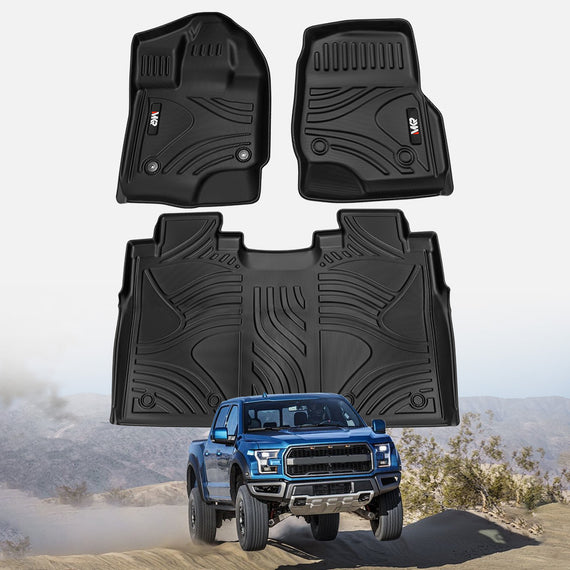 TPE All Weather Floor Mats Fit For Ford F150 2015-2025 Without Fold Flat Storage Waterproof Floor Liner For F150 Accessories 1st Floor Mats & 2-in-1 Rear Floor Mat - 3 PCS