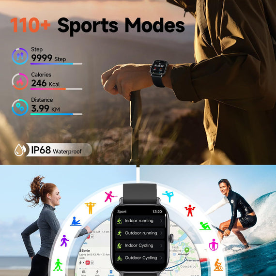 2.0" HD Fashion Smartwatch | Bluetooth Calling, IP68 Waterproof, Mental Wellness & Anxiety Relief Fitness Tracker