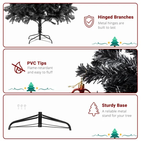 FCH 7ft 1500 Branch PVC Branch Iron Bracket Christmas Tree Black