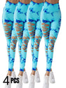 4 Pack New Style Hollow-Out Tie-Dye High-Waisted Tummy-Control Yoga Pants