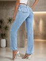 Washed Denim Women's Straight Leg Denim Pants, With Sturdy Nail Bead Decoration That Is Not Easy To Fall Off, Stylish And Elegant Style