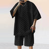 Jacquard Plaid Casual Shorts Suit – Loose Fit, Effortless Street Style