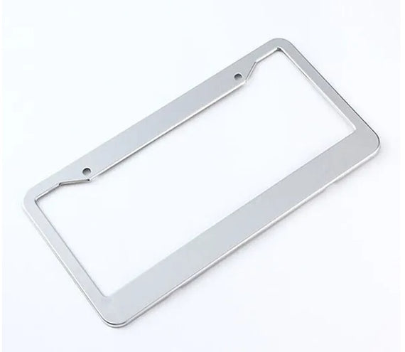 2PCS Chrome Stainless Steel Metal License Plate Frame Tag Cover With Screw Caps