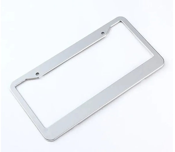 2PCS Chrome Stainless Steel Metal License Plate Frame Tag Cover With Screw Caps