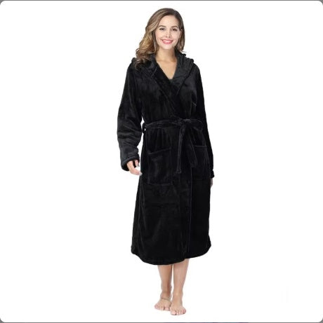 Women’s Plush Oversized Flannel Hooded Bathrobe | Thick, Soft & Warm Winter Nightwear