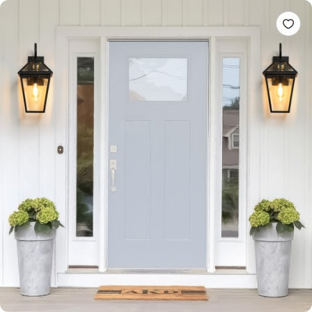 211 Outdoor Wall Lantern – Modern Black Metal & Clear Glass Sconce for Porch, Patio & Garden (Bulb Not Included)