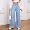 Wide-leg Plus Size Light Blue Washed Straight