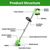4V 300W Cordless Grass Trimmer Rechargeable Lawn Mower 18000M-Min Weed Cutter With Saw Blade 2 Stainless Steel Blades 10 Plastic Blades 2 Rechargeable Batteries Goggles Gloves