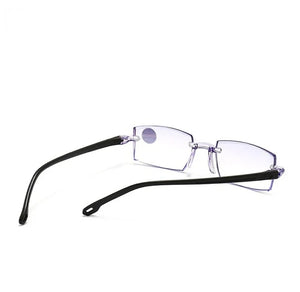 4 PK Mens Rectangular Rimless Blue Light Blocking Reading Glasses Unisex Readers