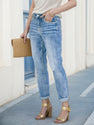 2025 Women's Denim Pants, Tight Jeans, Built In Zipper Closure, Foldable Legs