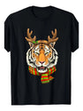 Unisex Christmas Tiger T-Shirt – Festive Holiday Gift with Bold Pattern Design