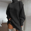 Women's Solid Turtleneck Long Sweater Dress – Winter Warm Knitwear