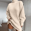 Women's Solid Turtleneck Long Sweater Dress – Winter Warm Knitwear