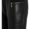 Plus Size Women's Faux Leather Splice Pants With Zip Detail Slim Fit Trousers For Spring&Fall