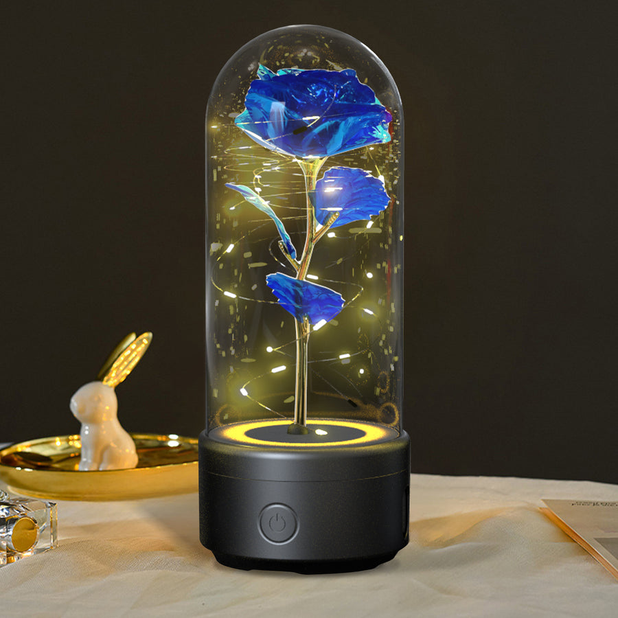 2-in-1 Rose Glow LED Light & Bluetooth Speaker | Enchanted Glass Dome Valentine’s Gift